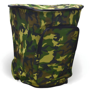 Zaino portafunghi verde mimetico con cesta Gerla in vimini per raccolta castagne