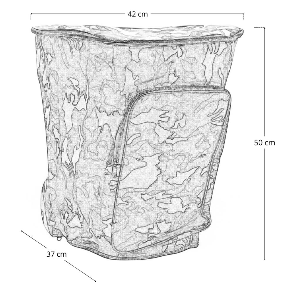 Zaino portafunghi verde mimetico con cesta Gerla in vimini per raccolta castagne