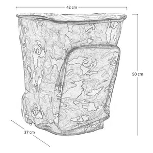 Zaino portafunghi verde mimetico con cesta Gerla in vimini per raccolta castagne