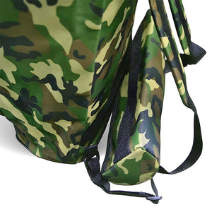 Zaino portafunghi verde mimetico con cesta Gerla in vimini per raccolta castagne