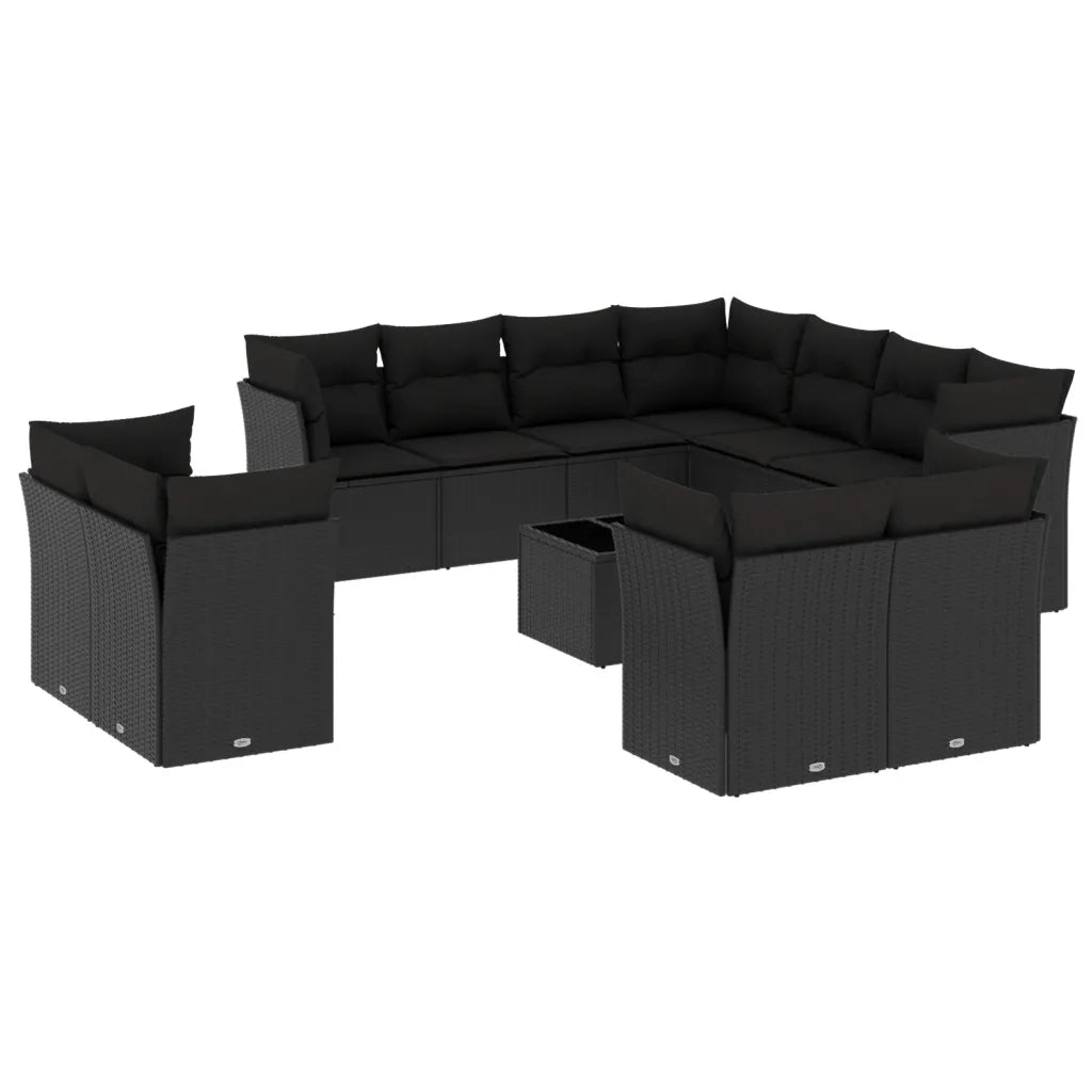 Set Divani da Giardino 12 pz con Cuscini Nero in Polyrattancod mxl 112045