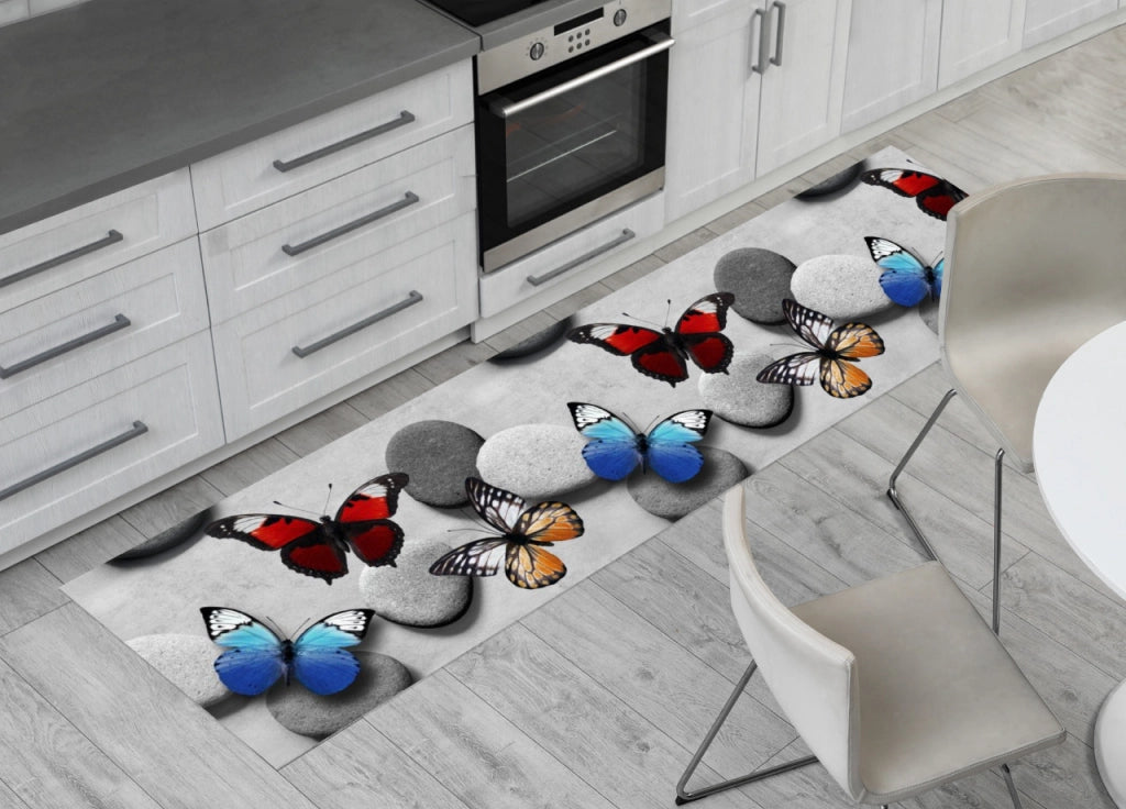 Tappeto Passatoia Cucina Antiscivolo Sottolavello Disegno Papillon - 50x180 - Papillon
