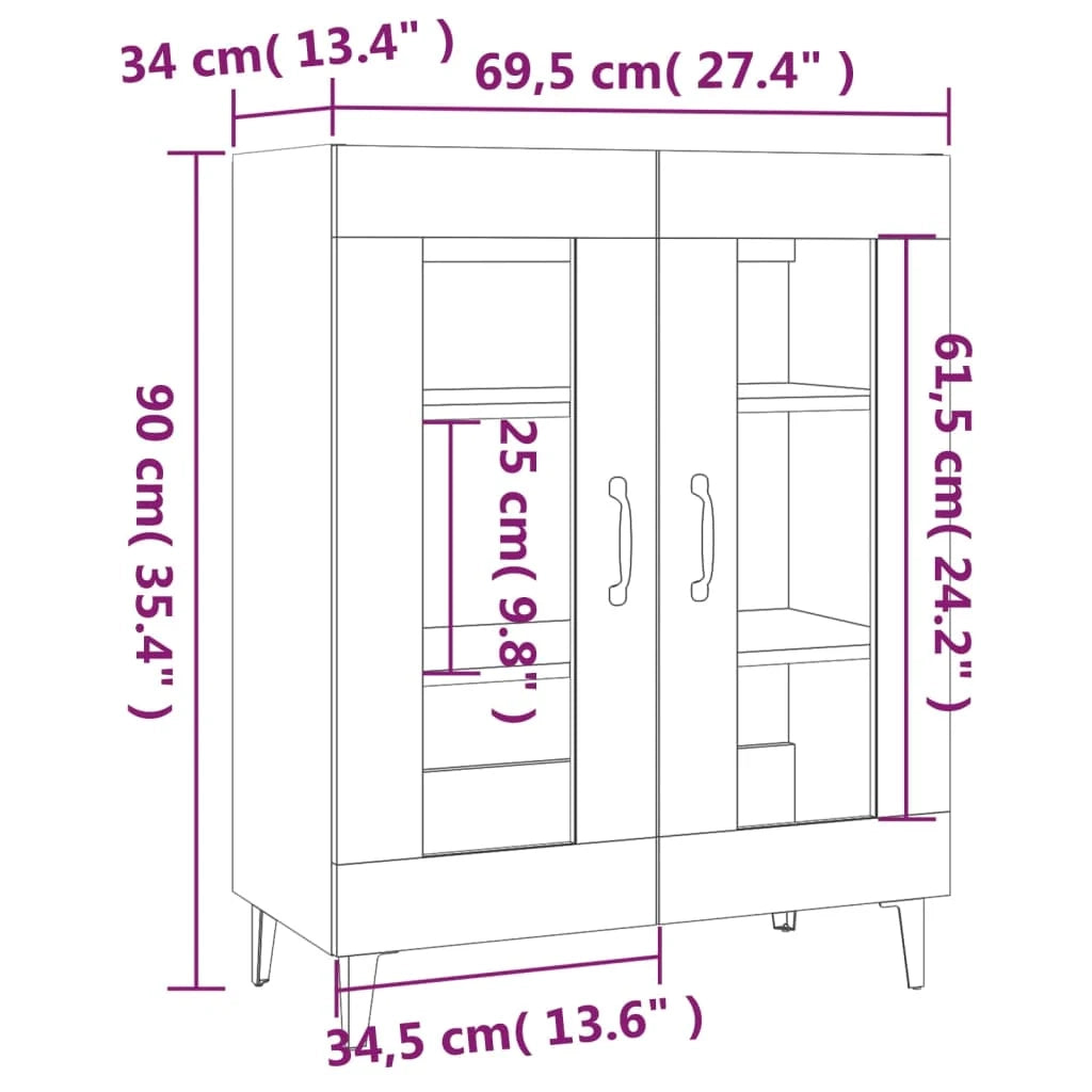 Buffet credenza cassettiera armadio mobile contenitore organizer per cucina soggiorno salotto 69,5 x 34 x 90 cm legno ingegnerizzato marrone 02_0031025