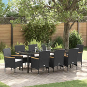 Set da Pranzo per Giardino con cuscino 9 pcs Nero polyrattan 3379848
