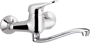 Rubinetto per lavello cucina a parete con bocca girevole, serie kiss