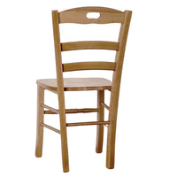 Sedia da sala da pranzo Loris in legno noce chiaro con seduta in massello