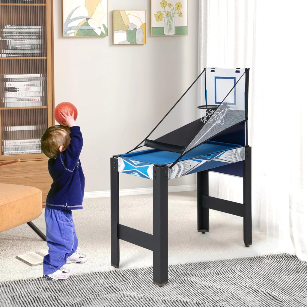 6 in 1 Tavolo da Gioco, Set Multi-Gioco con Basket Biliardo Ping Pong Hockey Shuffleboard Bowling, Tavolo da Gioco Salvaspazio per Feste Sala Giochi Soggiorno