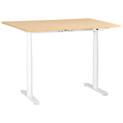 Scrivania regolabile in altezza elettricamente bianco 120 x 60 cm bianco e marrone chiaro in acciaio verniciato a polvere