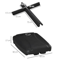 Base per Ombrellone 80x60x17 cm Riempibile fino a 75 kg con Base a T Inclusa Nero