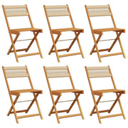Sedie da Giardino Pieghevoli 6 pz | Sedie da Esterno Beige Legno Massello di Acacia