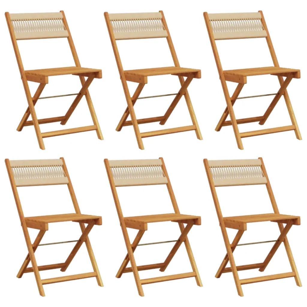 Sedie da Giardino Pieghevoli 6 pz | Sedie da Esterno Beige Legno Massello di Acacia