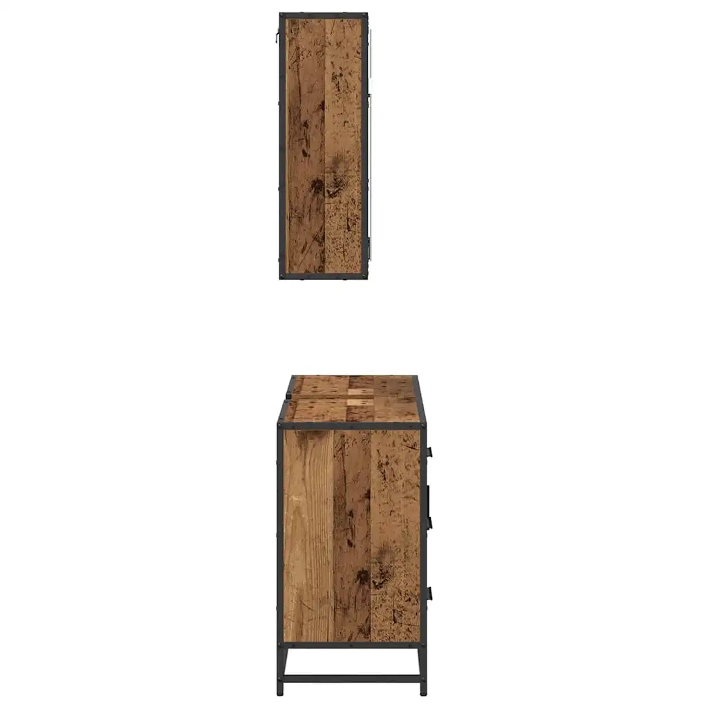 Set di mobili per il bagno con cassetto 2 pcs Legno vecchio 3402429