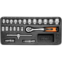 Topex 84-239 set di bussole 3/8 8, 22 pezzi, 6-24 mm