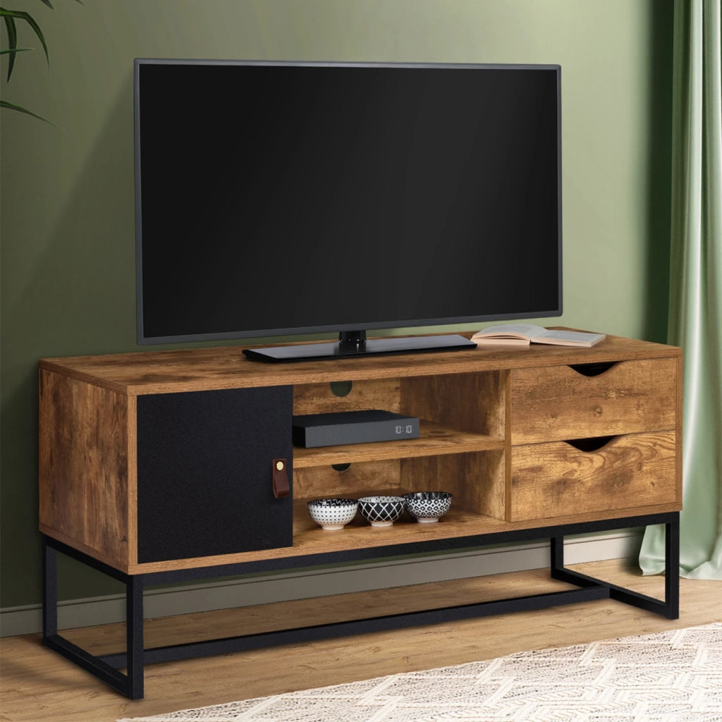 IDMarket - Porta TV CHICAGO a 2 cassetti con armadio dal design industriale