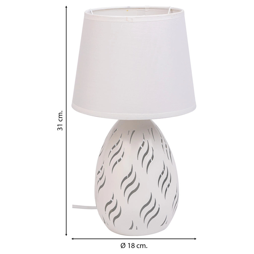 Lampada da tavolo in metallo bianco 18x18x31h