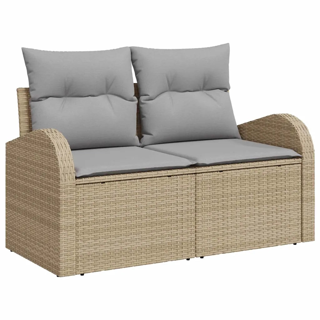 Set Divano da Giardino 8 pcs Beige e Grigio Chiaro polyrattan