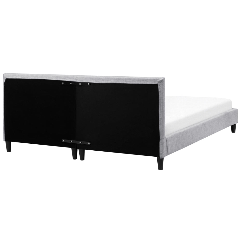 Letto 180 x 200 cm con rete a doghe in tessuto grigio con LED bianco contemporaneo