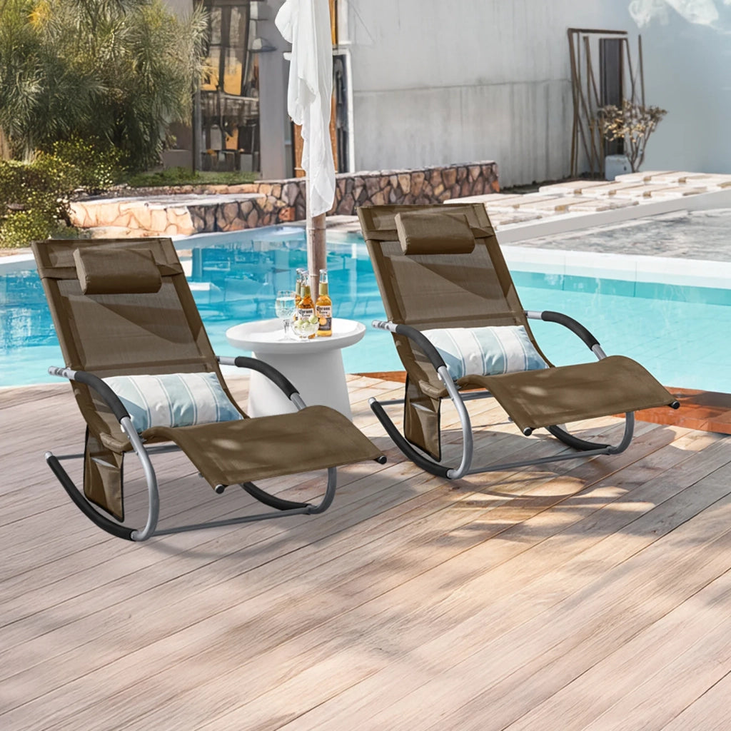SoBuy 2 x Sdraio a dondolo con poggiatesta 63x150x87cm OGS28-BRX2