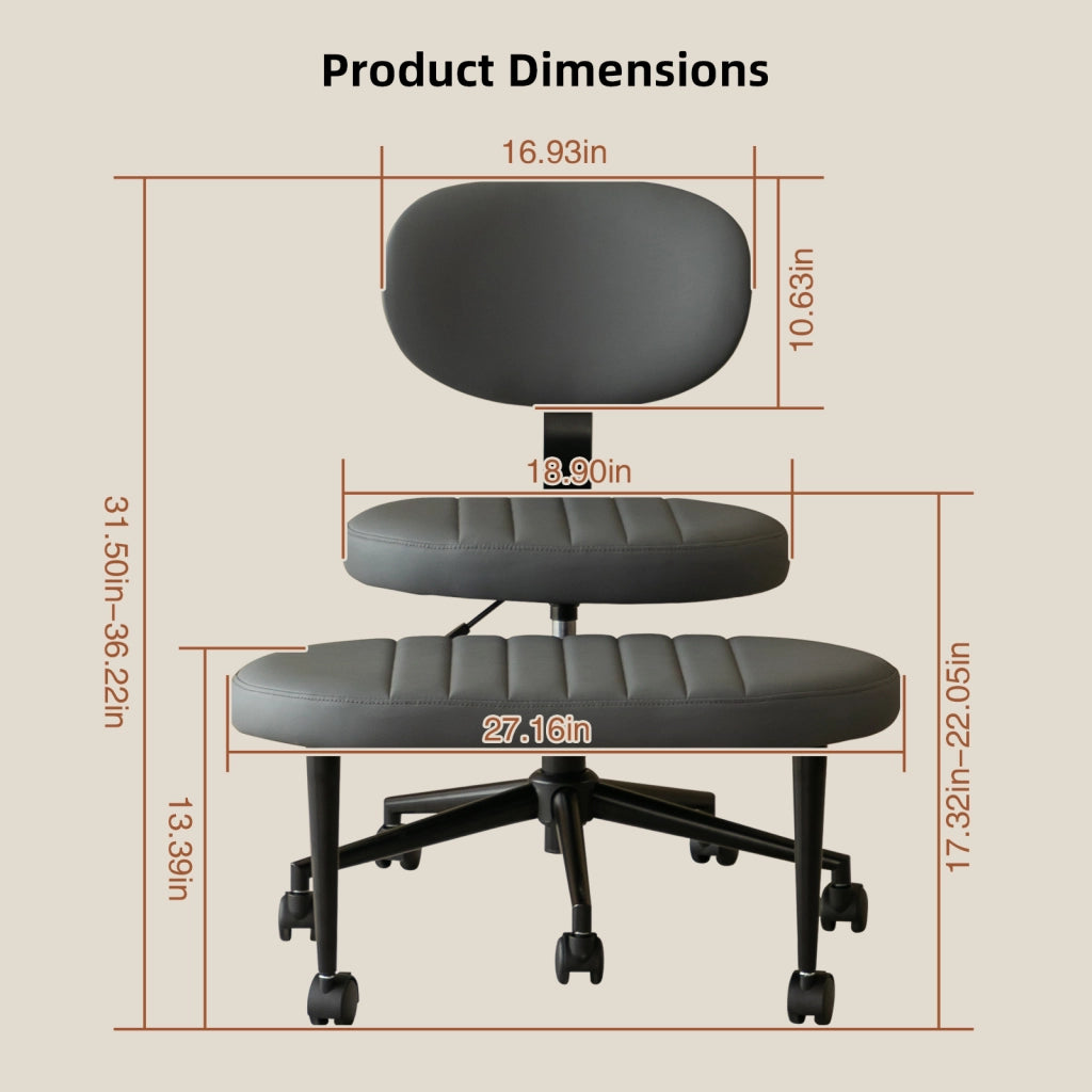 Sedia da ufficio ergonomica girevole con poggiapiedi rotante senza braccioli in tessuto grigio per meditazione