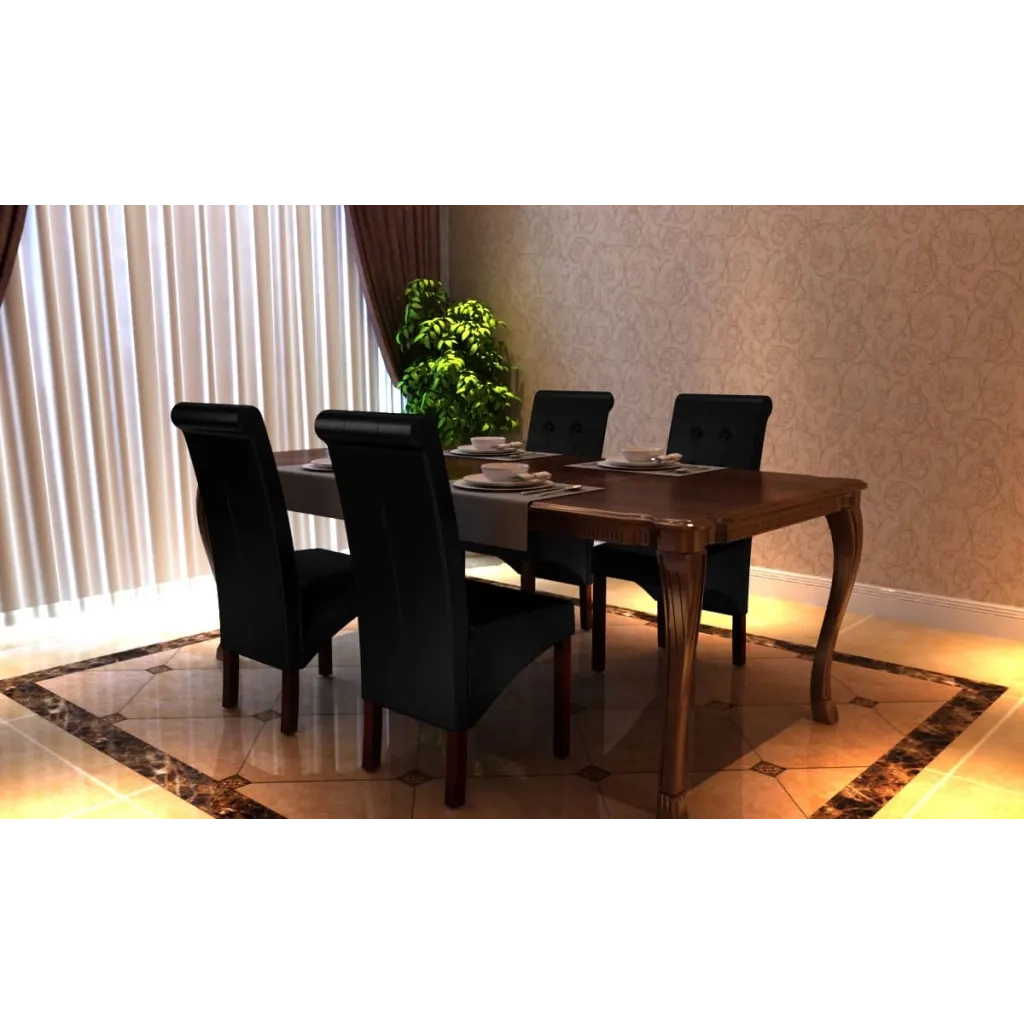 Sedie da Pranzo 4 pz Nere in Similpelle cod mxl 14393