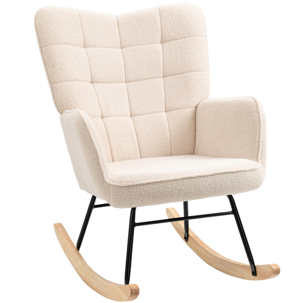 Poltrona a dondolo 98x71x101 cm con schienale trapuntato; in polyester beige