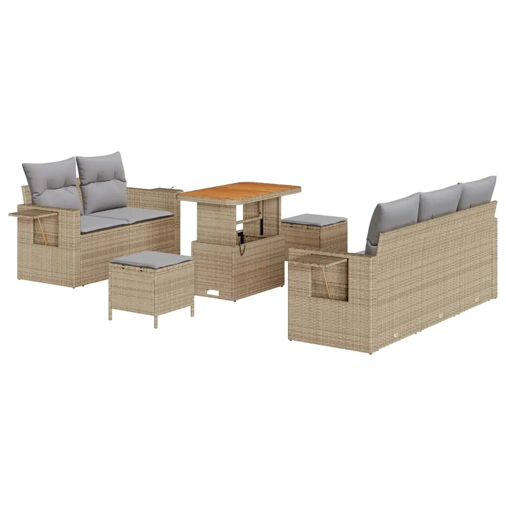 Set Divano da Giardino con cuscino 8 pcs Beige polyrattan 3361692
