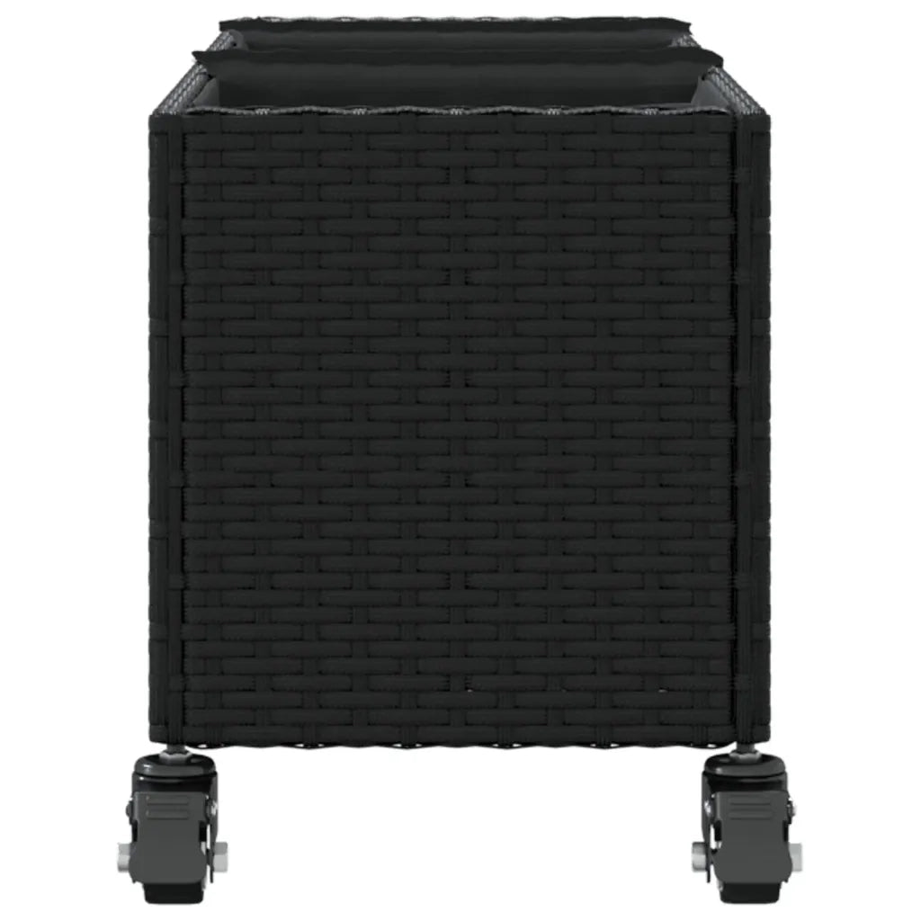 Fioriere da Giardino con Ruote 2pz Nere 107x32x38 cm Polyrattan