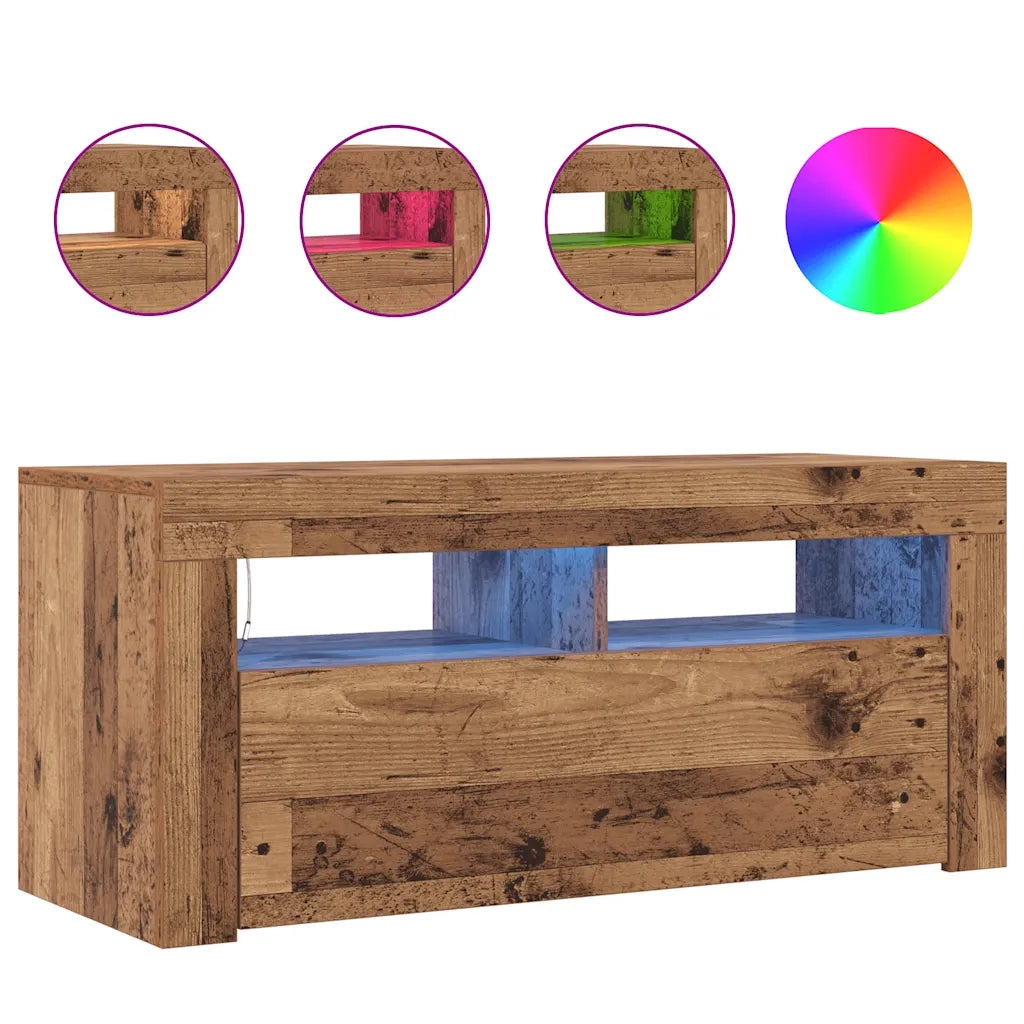 Mobile Porta TV con LED Legno Antico 90x35x40 cm Multistrato