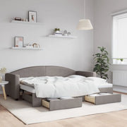 Divano Letto Estraibile con Cassetti Tortora 80x200 cm Tessuto 3197222