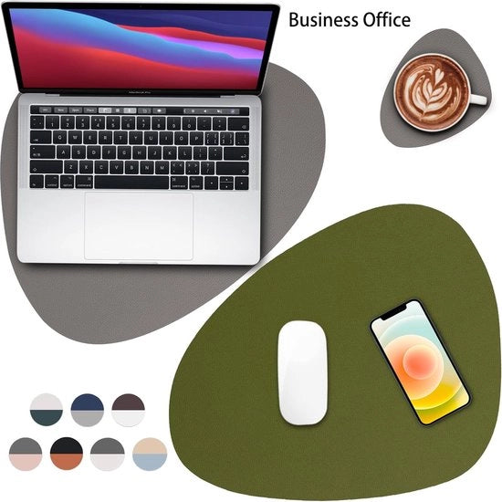 Tavoliere e sottopanchine in pelle, Placemat impermeabile a doppia faccia per cucina, posizionamento di caffè, tappeti antiscivolo, lavabili, placemats e sottopanchine (set da 4, grigio/verde)