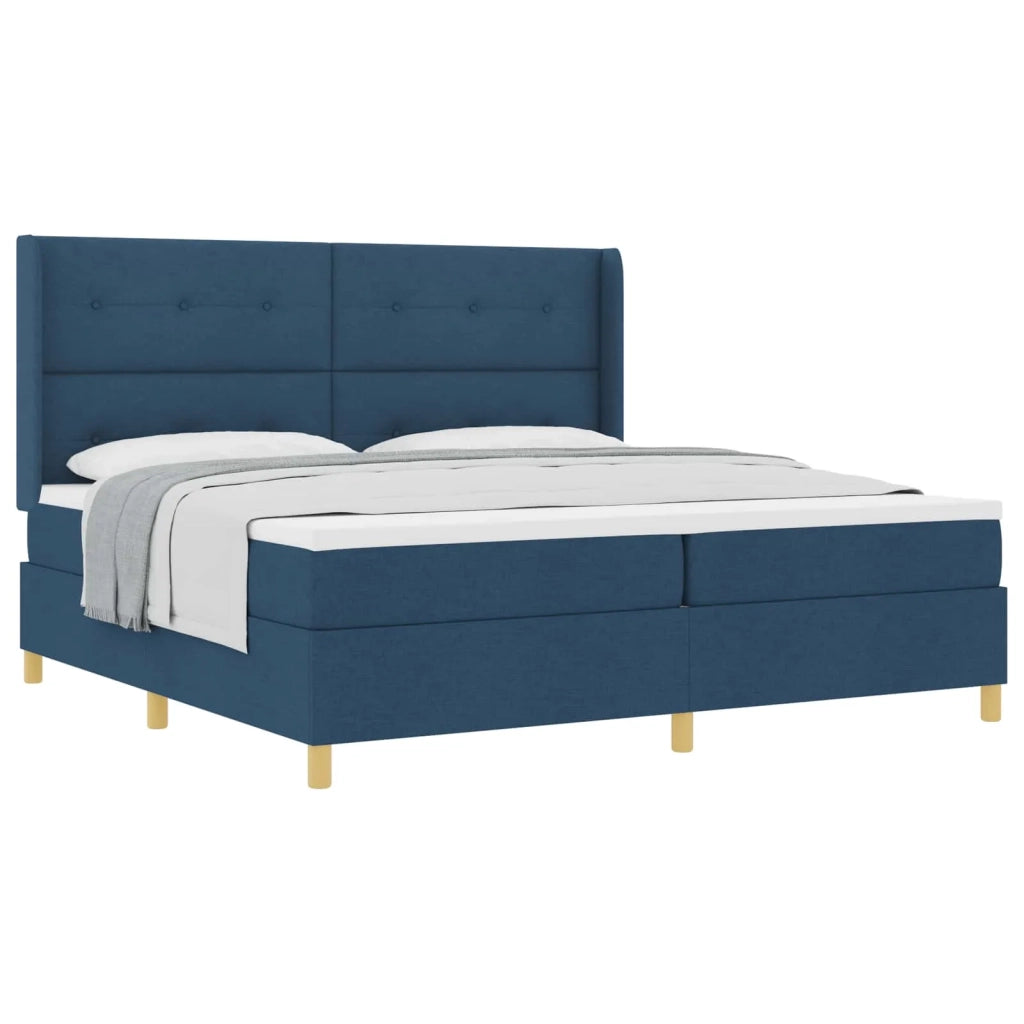 Letto a molle con materasso Blu 200 x 200 cm Tessuto