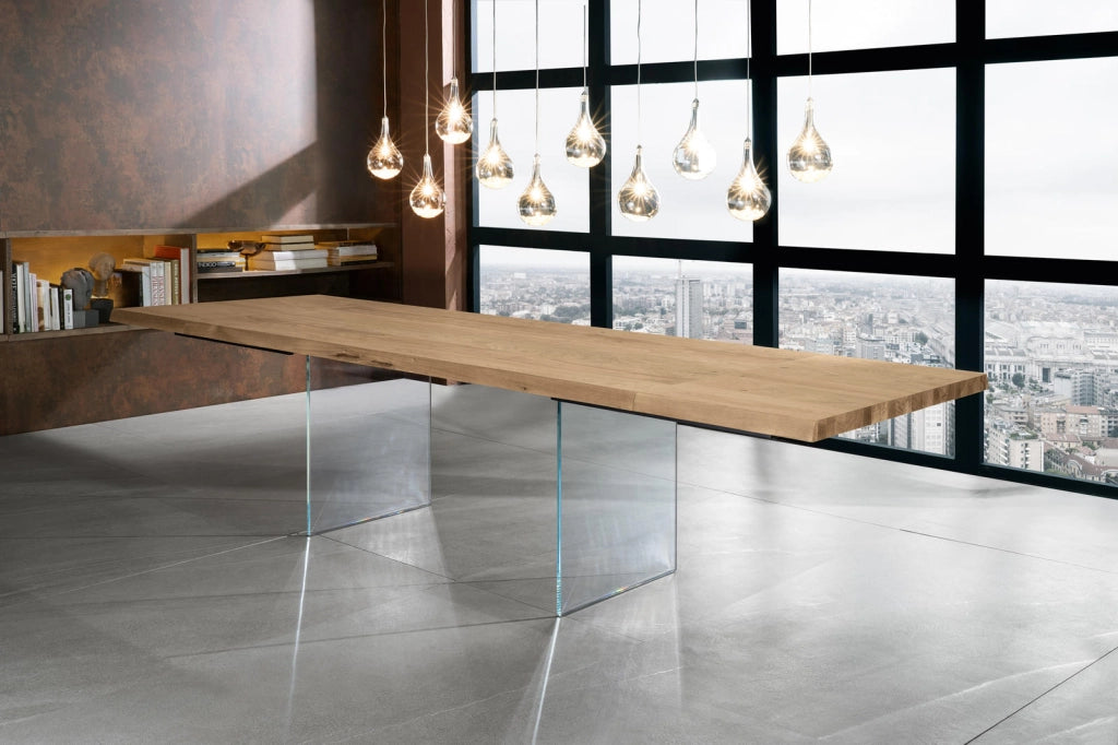 Tavolo Allungabile 140/200x80x76 cm in Vetro Temperato Tommy Trasparente