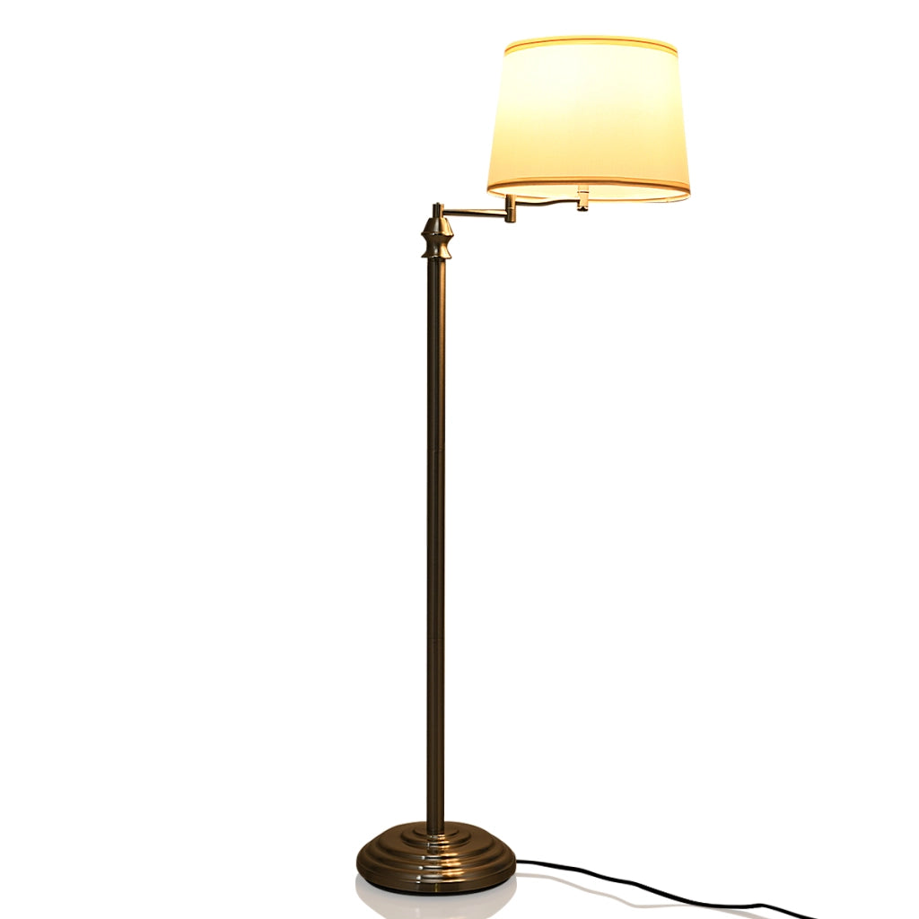 Lampada a stelo con braccio girevole e paralume in tessuto, Lampada da terra moderna per salone camera da letto