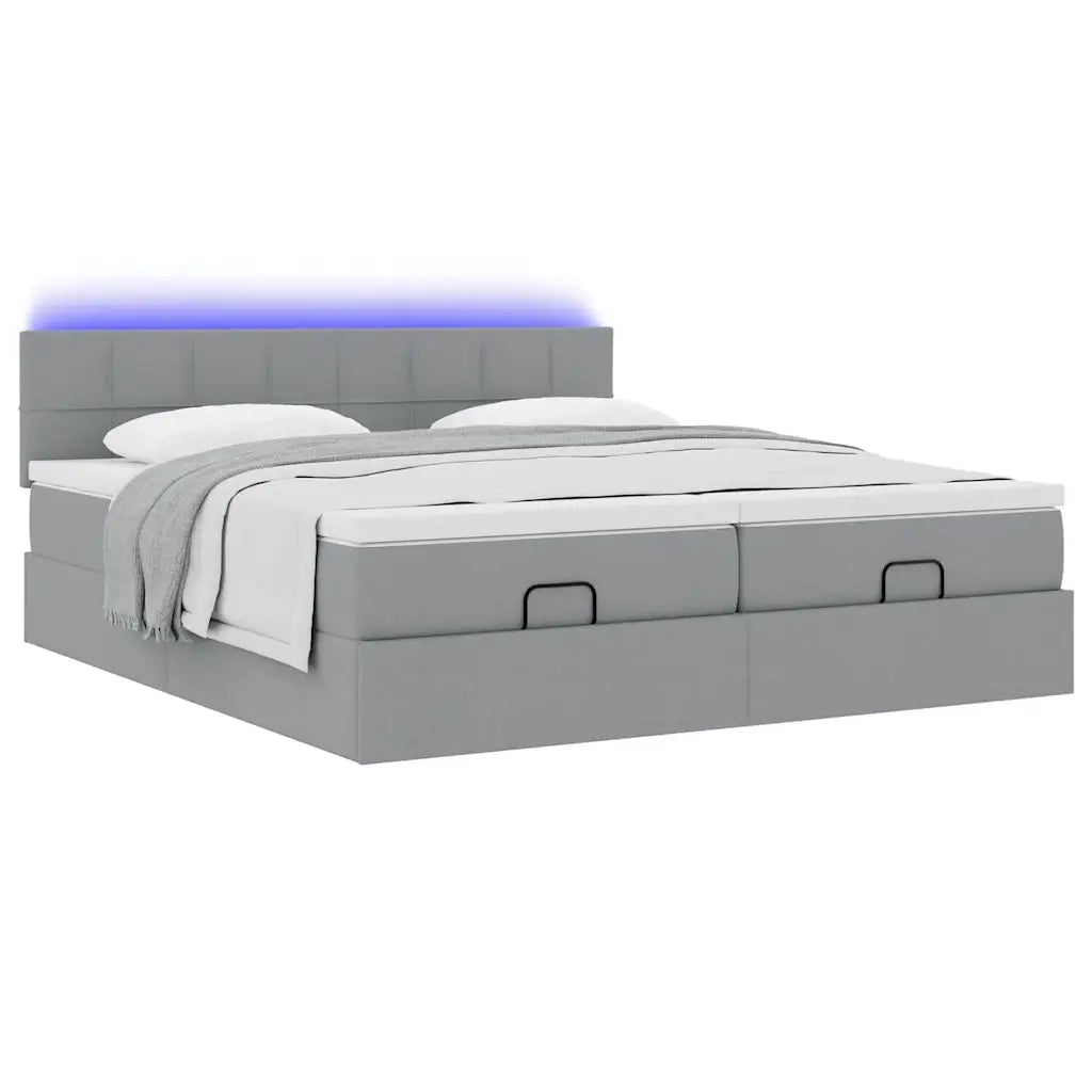 Struttura Letto Pouf con Materassi 200x200 cm in Tessuto