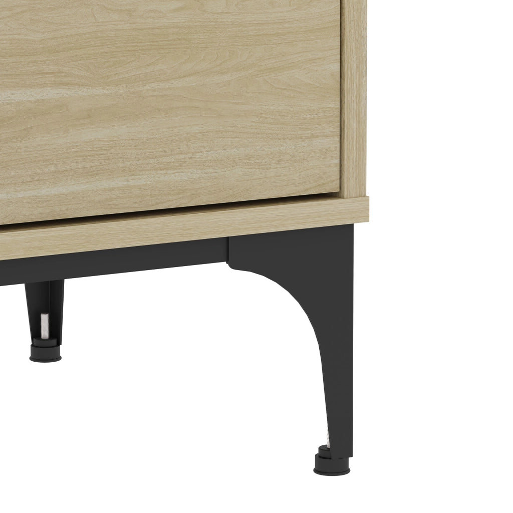 Mobile Porta TV Kistiandi a Vani Aperti e Chiusi con Ante 140 x 40 x 50 cm - Effetto Rovere Chiaro [en.casa]