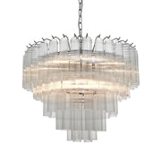 Lampadario Toulouse Endon nichel vetro rigato 12xG9