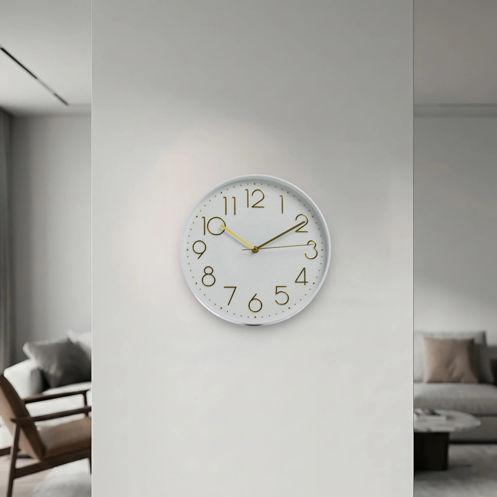 Orologio da Parete 30 cm Moderno Design Minimalista con Numeri in Rilievo e Lancette Decorative Disponibile Bianco Grigio e Nero Bianco