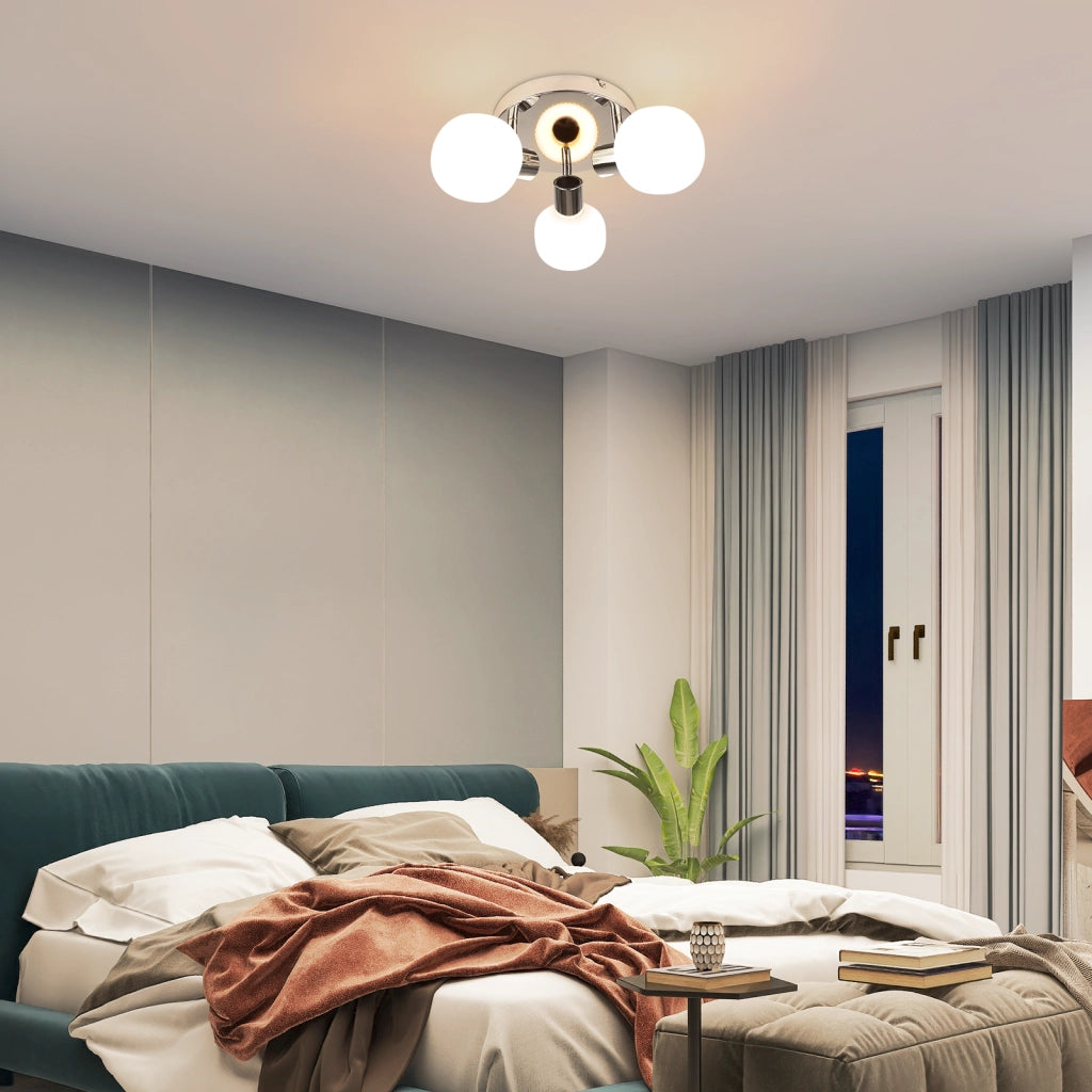 ZMH Faretto da soffitto bianco E14 Faretto orientabile con paralume in vetro per interni a 3 lampadine senza centro luce