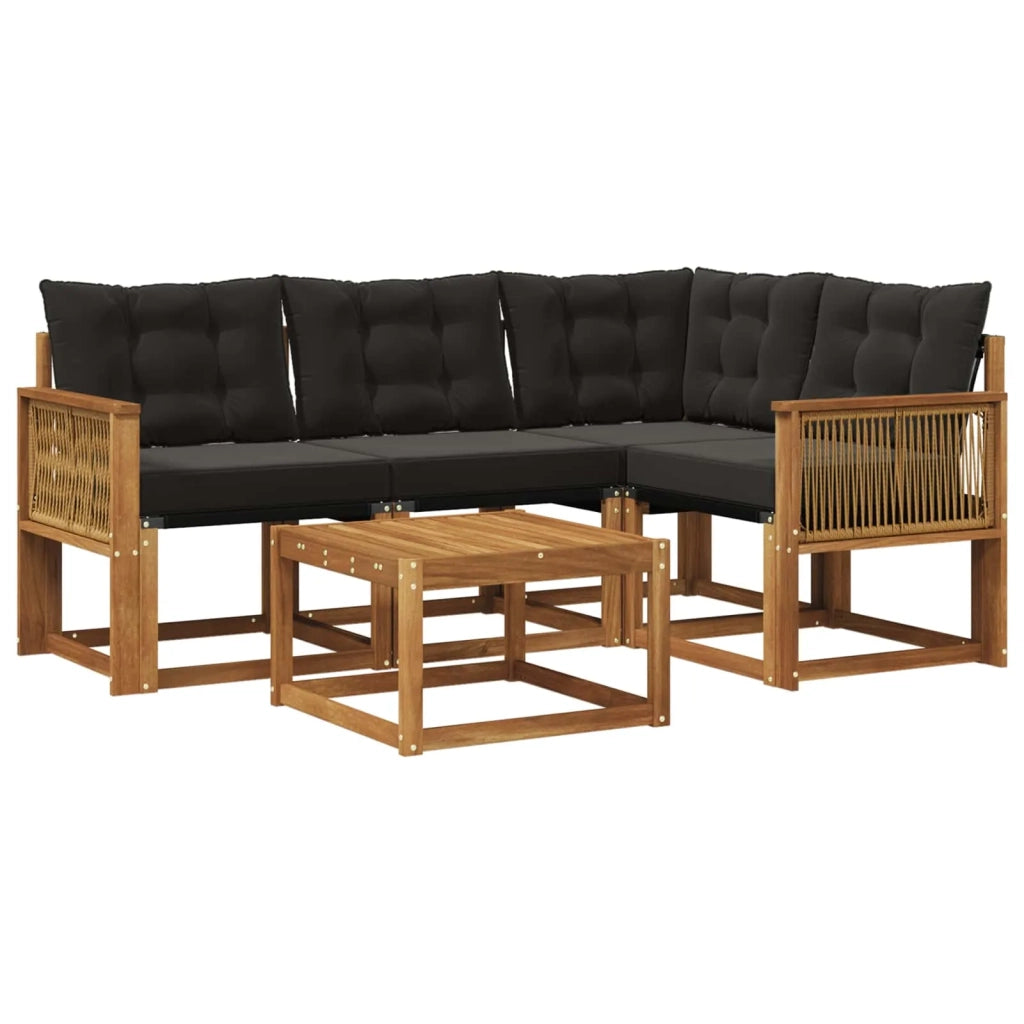 Set di divani da esterno 5 pz Naturale e Nero 3381940
