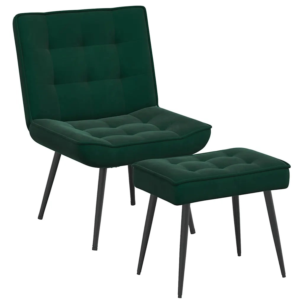 Divano Sedia-Poltrona Relax con Poggiapiedi Verde Scuro in Velluto 403774