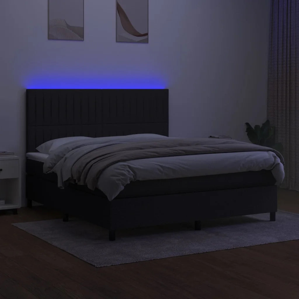 Letto a Molle con Materasso e LED Nero 180x200cm in Tessuto 3135055
