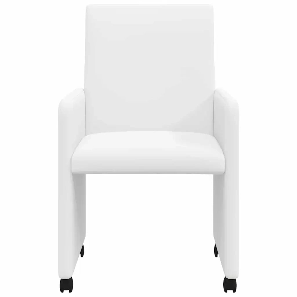 Sedie da Pranzo con Ruote 2 pcs Bianco 57 x 66 x 94 cm