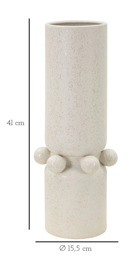 Vaso Ceramica Bubbles Ø15,5x41 cm in Ceramica Crema