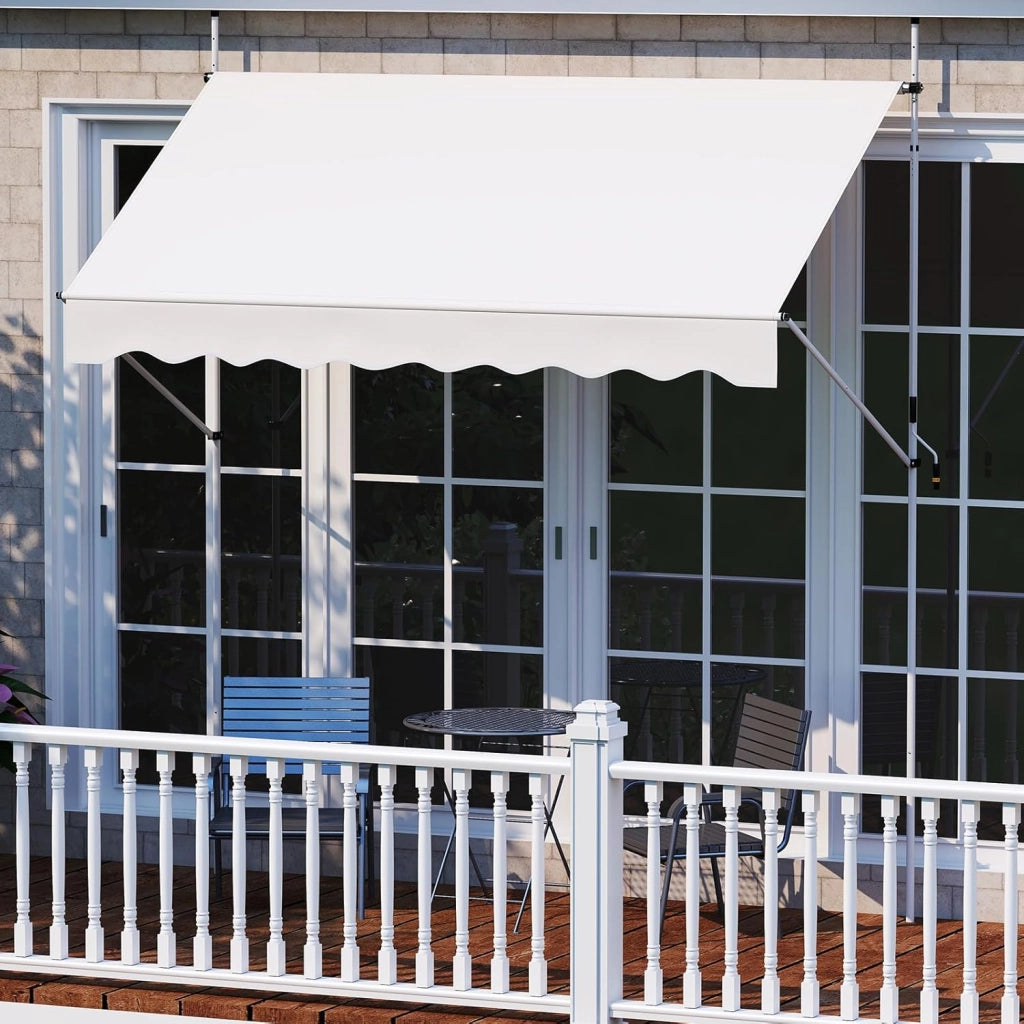 Tenda da Sole a Morsetto, Regolabile in Altezza e Inclinazione con Manovella, Telo Impermeabile e Resistente ai Raggi Solari e Telaio Antiruggine, Tenda Retrattile Senza Foratura (2,5M,Bianco)