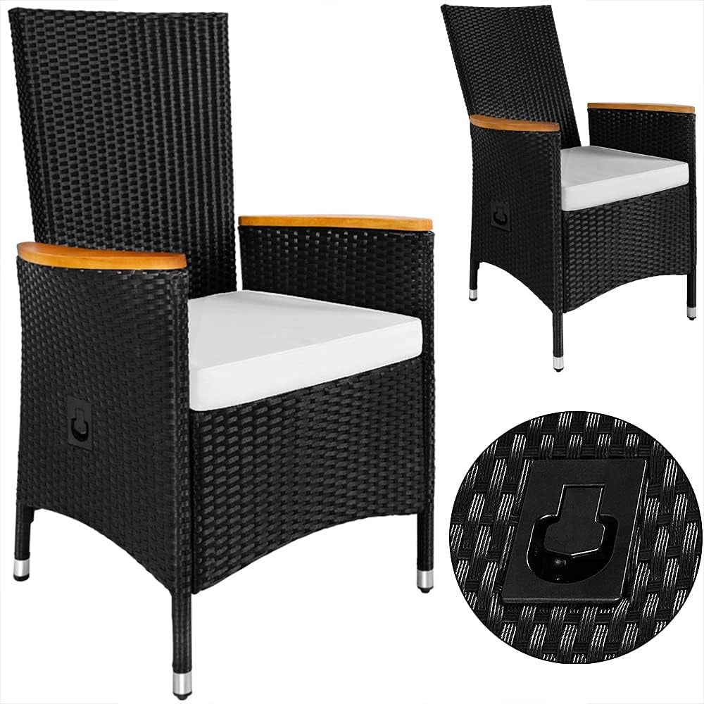 Casaria Salottino da Giardino 8+1 Polyrattan Cuscini 7cm Legno di Acacia 2 Sedie Reclinabili