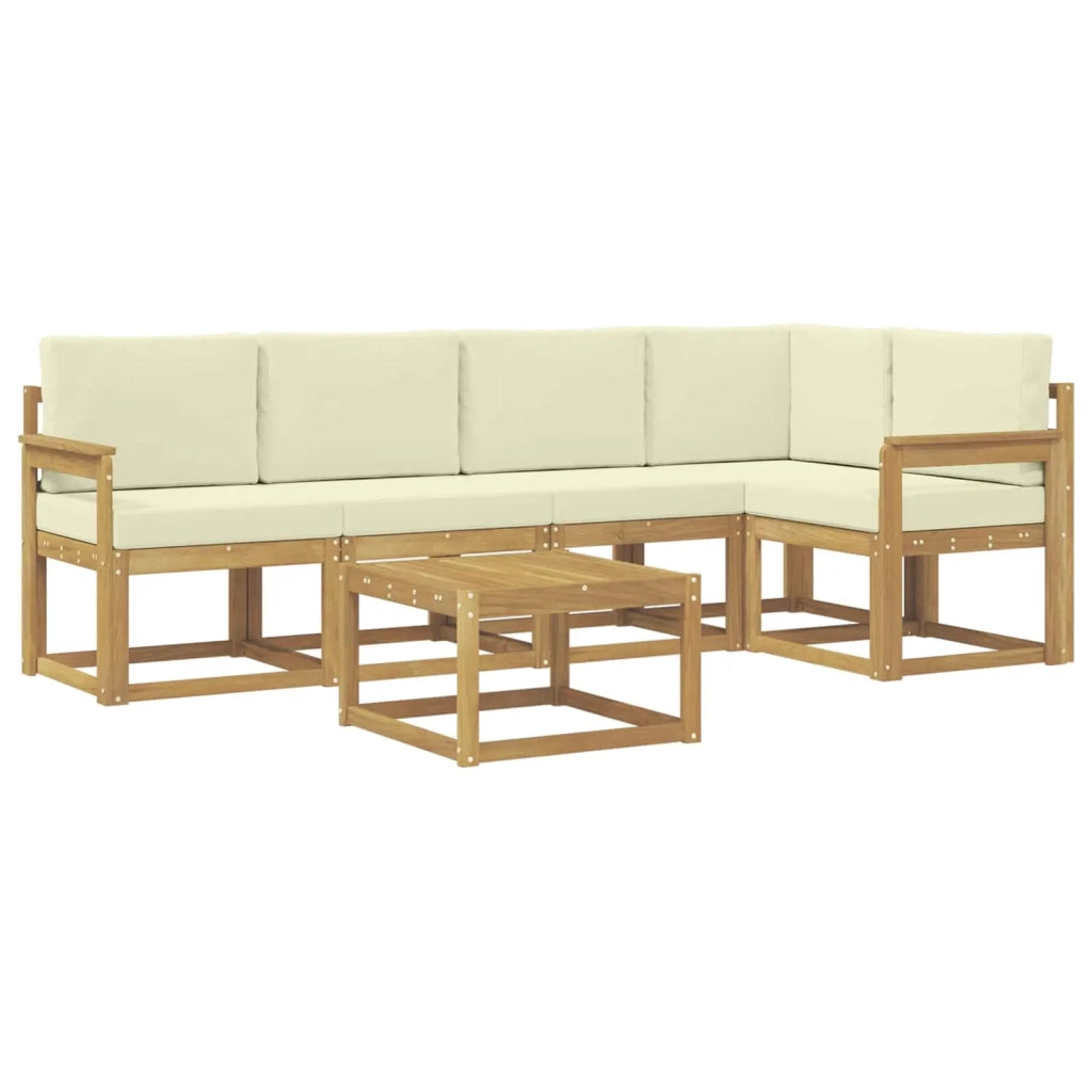 Set di divani da esterno 6 pz Bianco e Crema 3387654