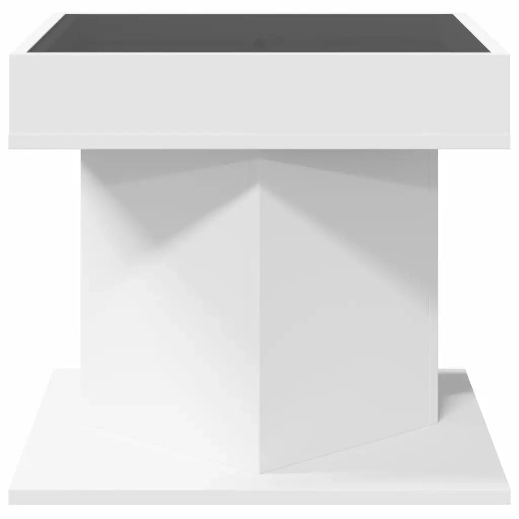 Tavolino salotto | Tavolino da caff¨¨ | Tavolino da Soggiorno con LED Bianco 50x50x45 cm Legno Multistrato