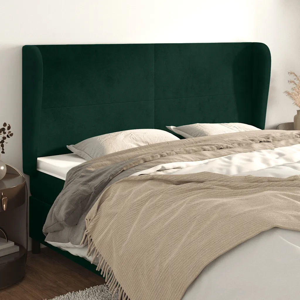Testiera ad Orecchio Verde Scuro 203x23x118/128cm in Velluto 3117745