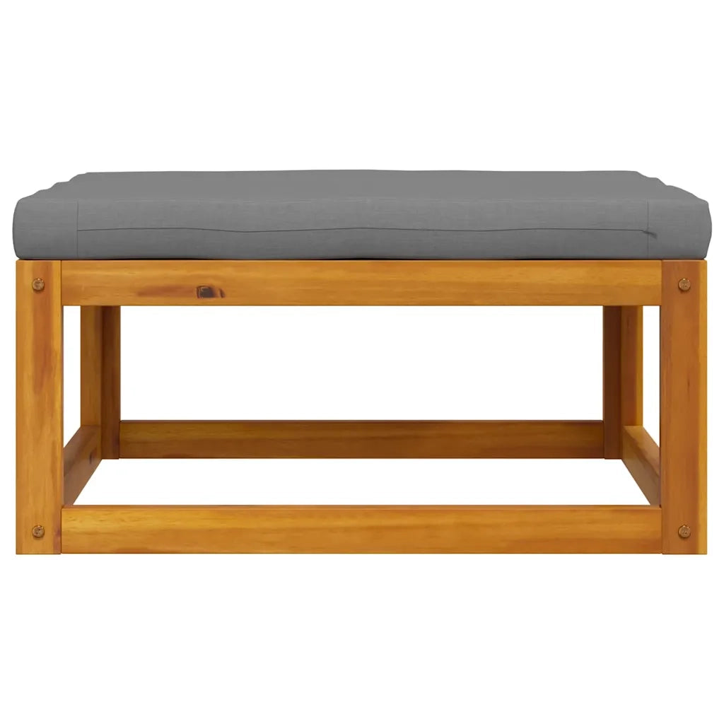 Sedia da giardino-Poggiapiedi con Cuscino Grigio Scuro in Massello d'Acacia 832934