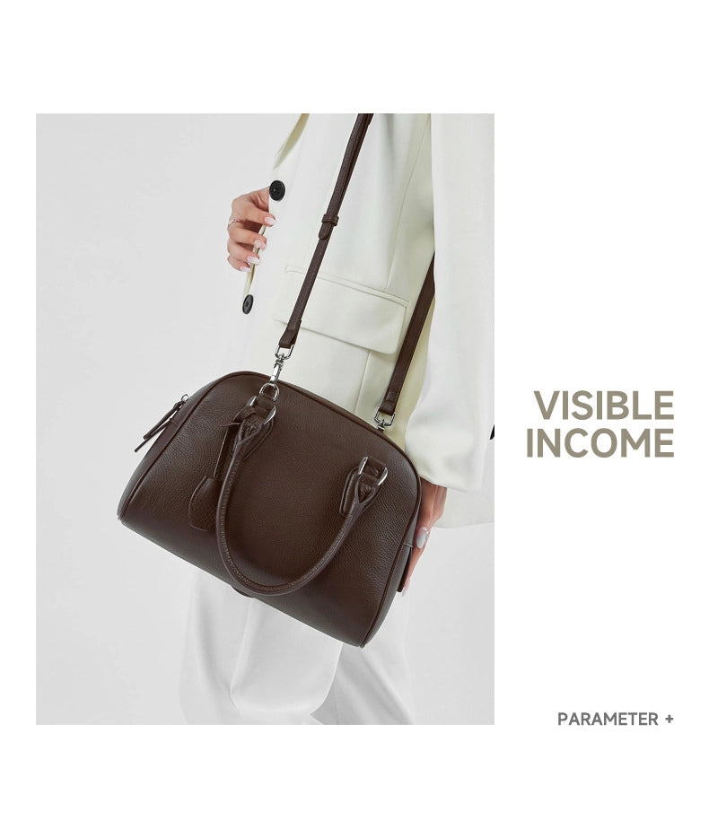 Borsa a tracolla da donna in vera pelle, marrone.